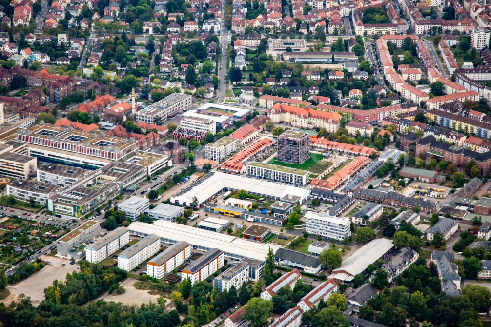 Karlsruhe from the bird's eye view: Hospital grounds of the Clinic Staedtisches Klinikum Karlsruhe Kindernotaufnahme in Karlsruhe in the state Baden-Wuerttemberg, Germany