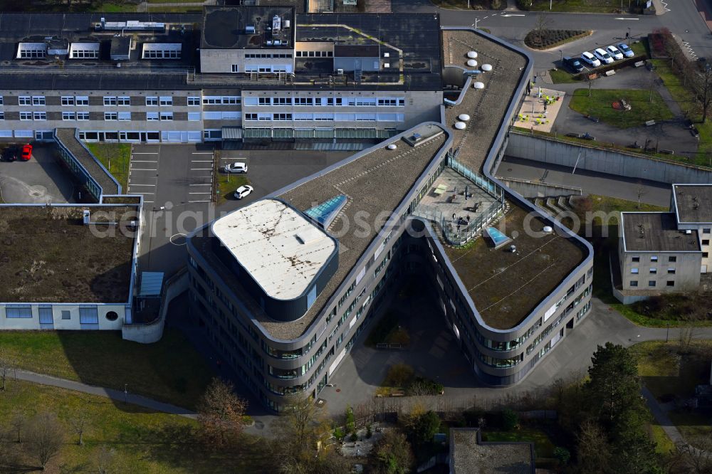 Tauberbischofsheim from above - Hospital grounds of the Clinic on street Albert-Schweitzer-Strasse in Tauberbischofsheim in the state Baden-Wuerttemberg, Germany