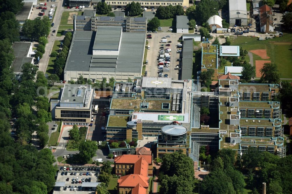 Berlin from the bird's eye view: Clinic of the hospital grounds Unfallkrankenhaus Berlin on Warener Strasse destrict Marzahn in Berlin