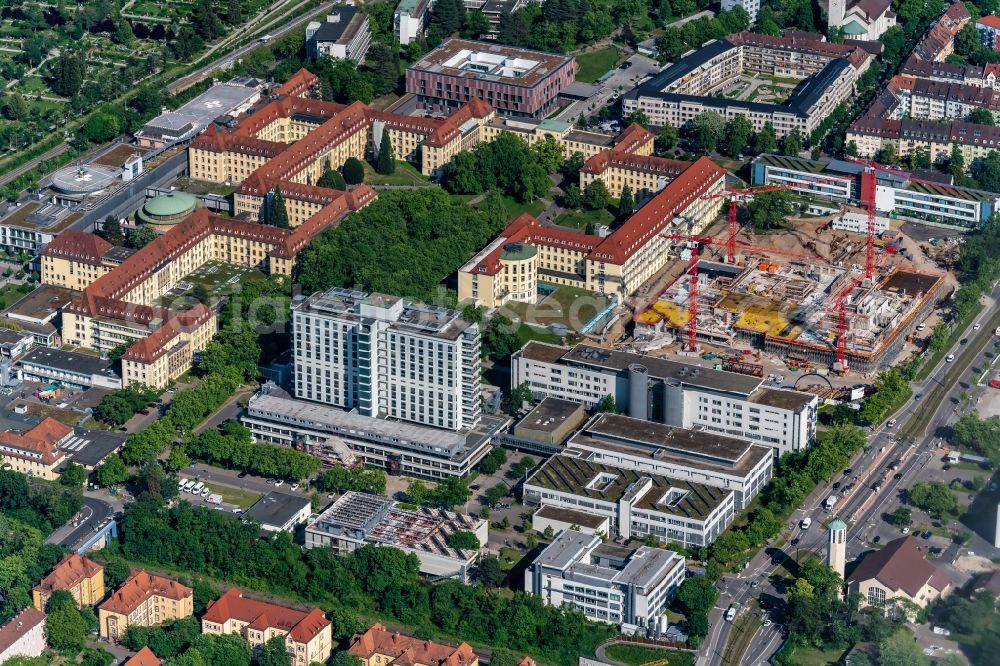 Freiburg im Breisgau from the bird's eye view: Hospital grounds of the Clinic Uniklinik in Freiburg im Breisgau in the state Baden-Wurttemberg, Germany