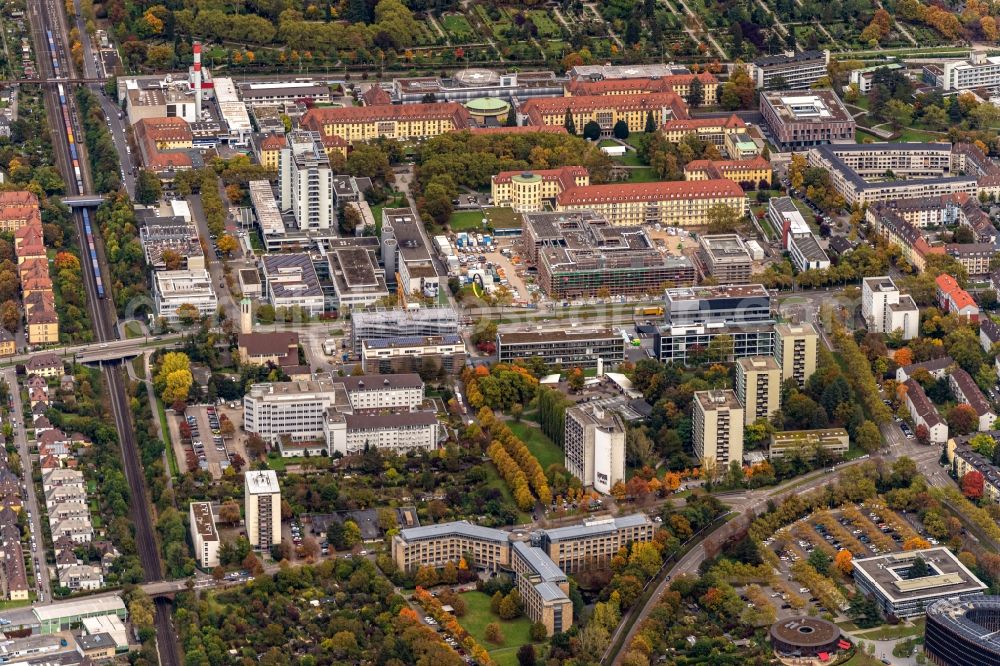 Freiburg im Breisgau from the bird's eye view: Hospital grounds of the Clinic Uniklinik in Freiburg im Breisgau in the state Baden-Wurttemberg, Germany