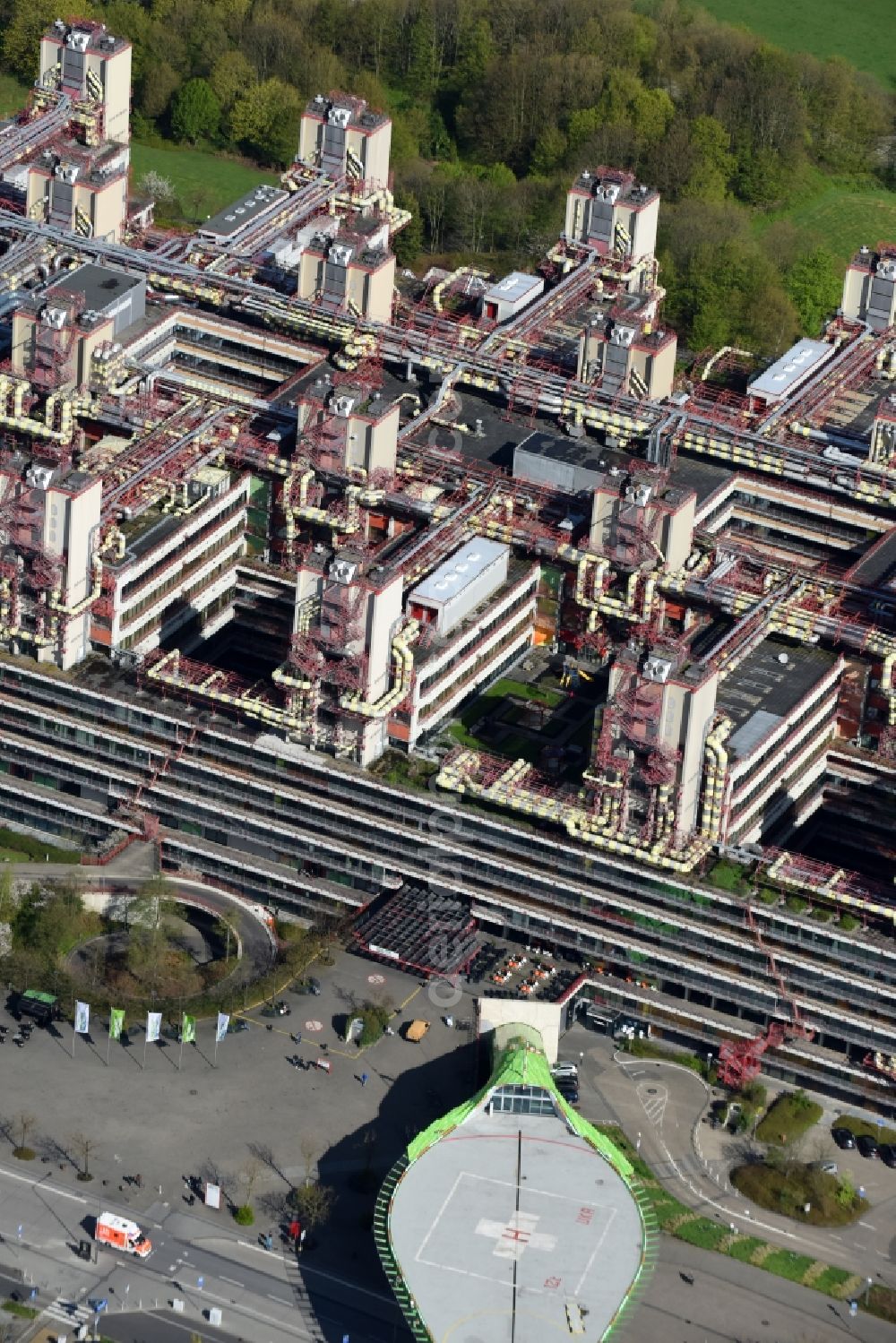 Aerial image Aachen - Hospital grounds of the Clinic Universitaetsklinikum Aachen in the district Laurensberg in Aachen in the state North Rhine-Westphalia, Germany