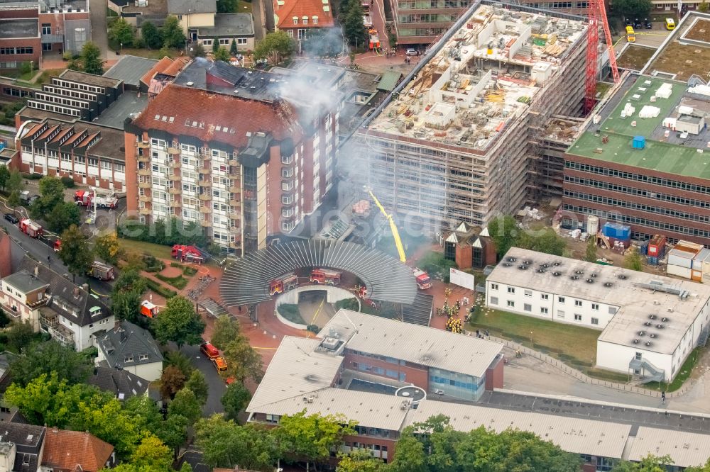 Bochum from the bird's eye view: Clinic grounds of the hospital BG Universitaetsklinikum Bergmannsheil Bochum at Buerkle-de-la-Camp-Platz in the district of Bochum Sued in Bochum in the Ruhr area in the federal state of North Rhine-Westphalia, Germany