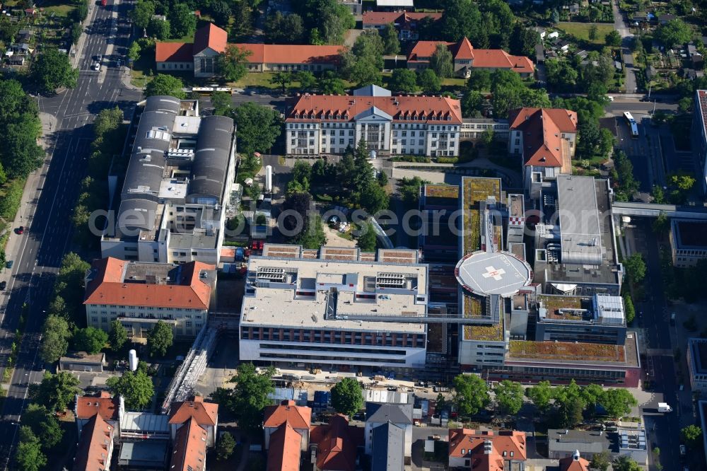 Dresden from above - Hospital grounds of the Clinic Universitaetsklinikum Carl Gustav Carus (VTG) on Fetscherstrasse in Dresden in the state Saxony, Germany