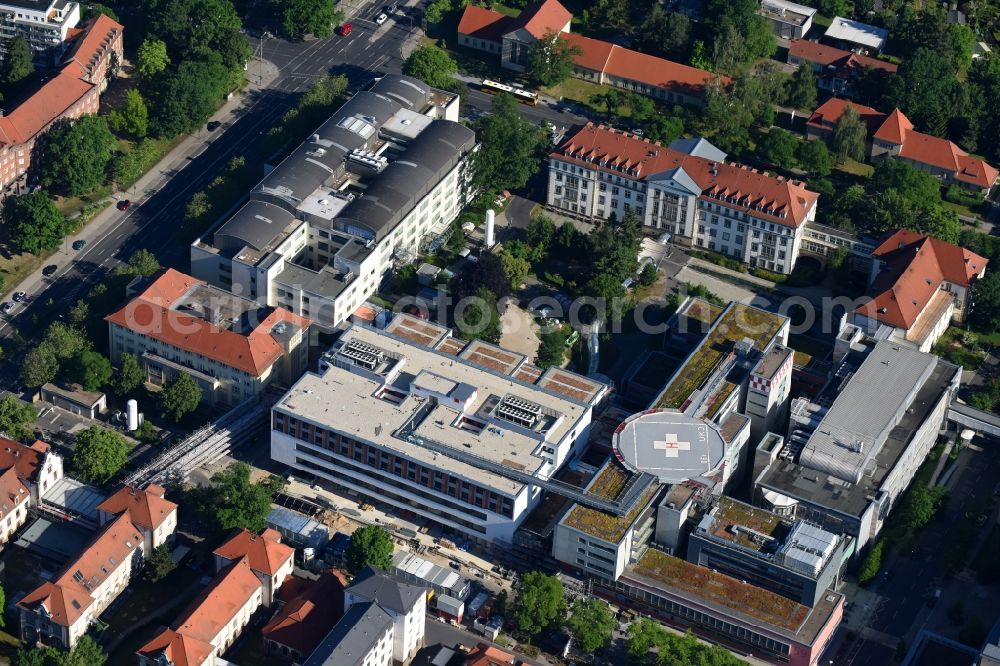 Dresden from the bird's eye view: Hospital grounds of the Clinic Universitaetsklinikum Carl Gustav Carus (VTG) on Fetscherstrasse in Dresden in the state Saxony, Germany