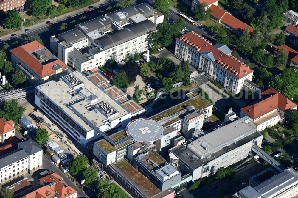 Aerial image Dresden - Hospital grounds of the Clinic Universitaetsklinikum Carl Gustav Carus (VTG) on Fetscherstrasse in Dresden in the state Saxony, Germany