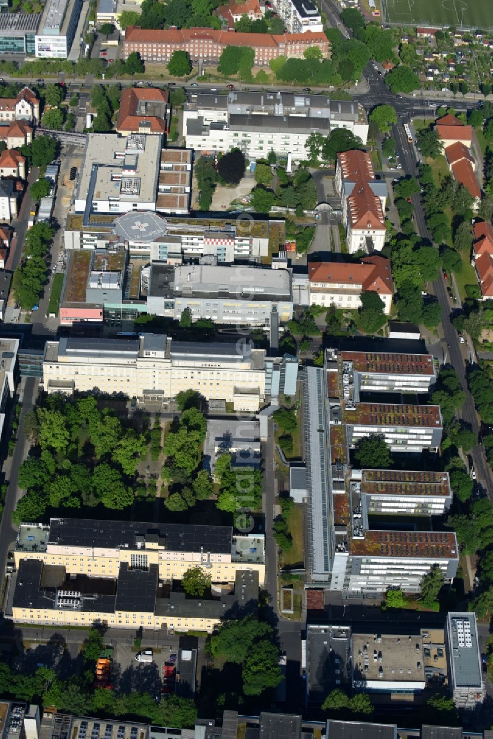 Aerial image Dresden - Hospital grounds of the Clinic Universitaetsklinikum Carl Gustav Carus (VTG) on Fetscherstrasse in Dresden in the state Saxony, Germany