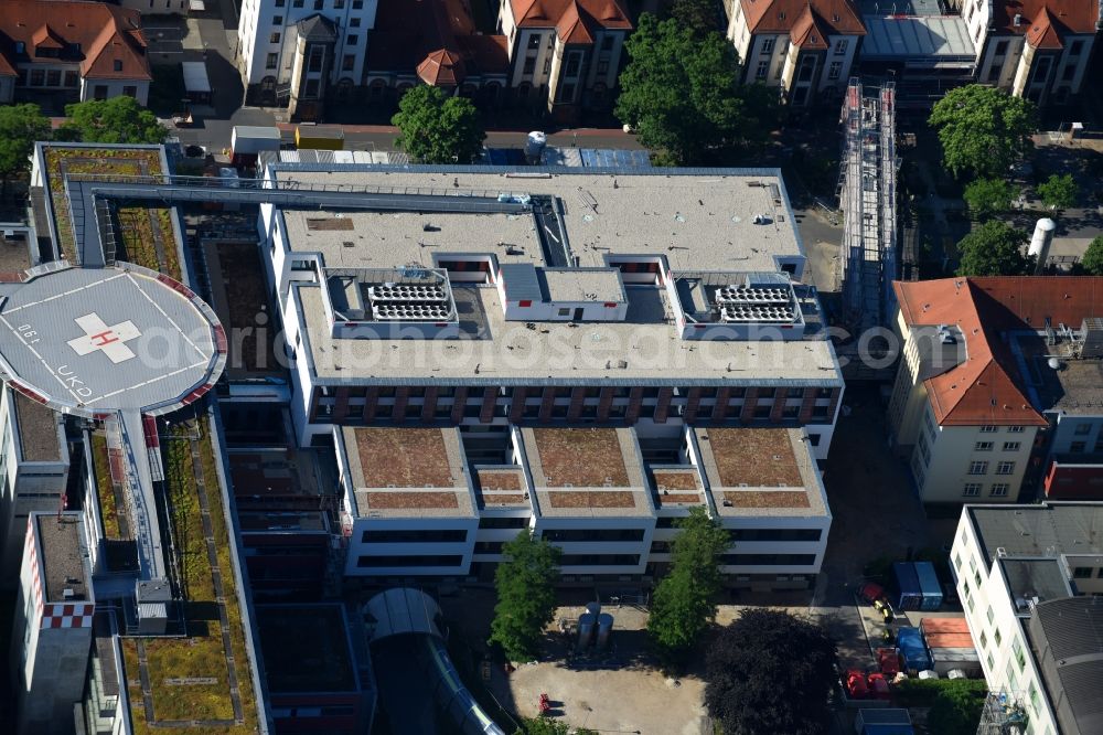 Aerial photograph Dresden - Hospital grounds of the Clinic Universitaetsklinikum Carl Gustav Carus (VTG) on Fetscherstrasse in Dresden in the state Saxony, Germany