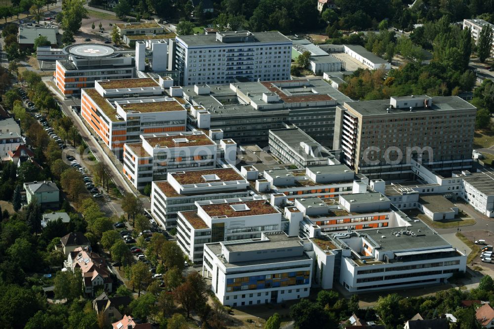 Halle (Saale) from the bird's eye view: Hospital grounds and university clinic in Halle (Saale) in the state Saxony-Anhalt, Germany