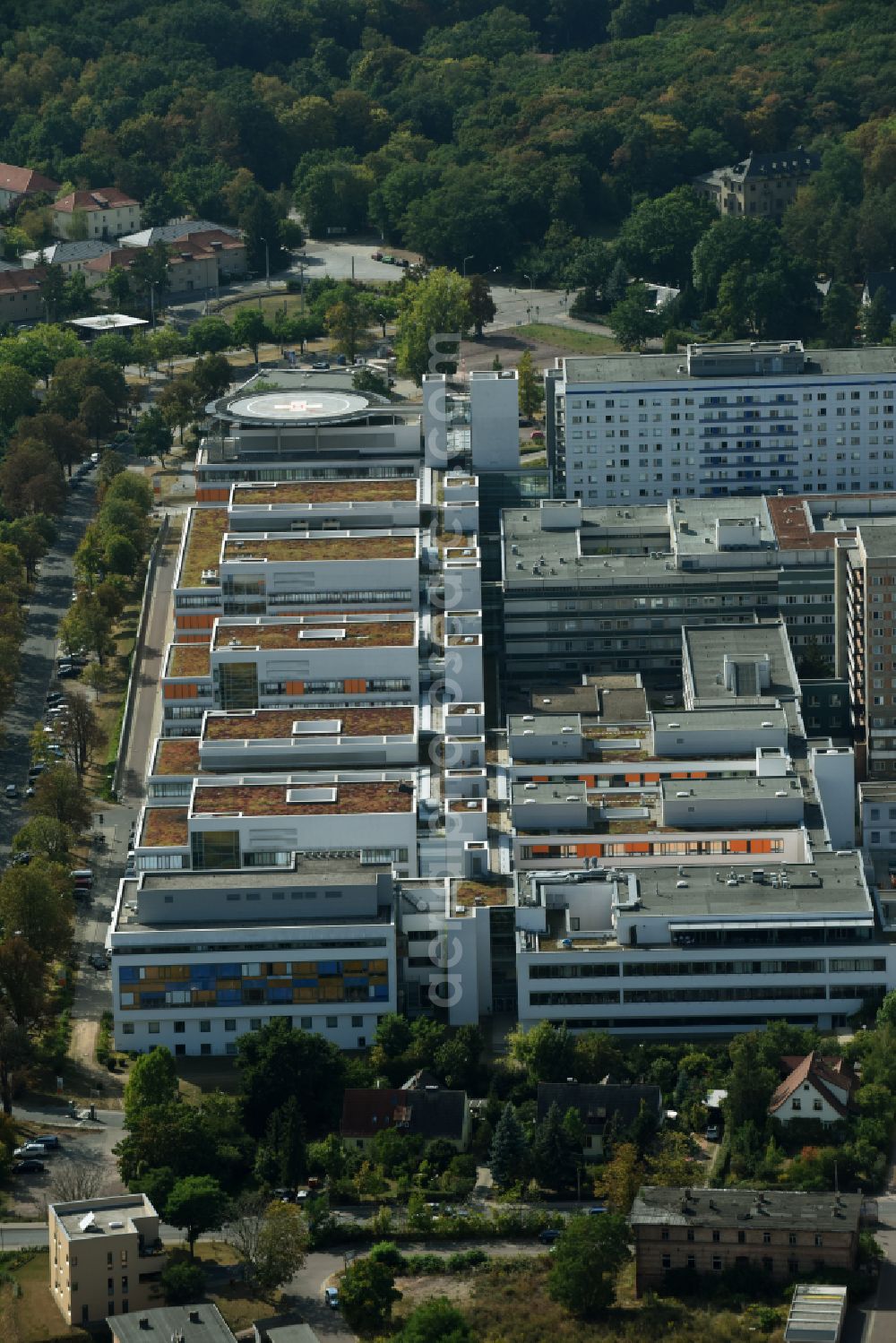 Aerial photograph Halle (Saale) - Hospital grounds and university clinic in Halle (Saale) in the state Saxony-Anhalt, Germany