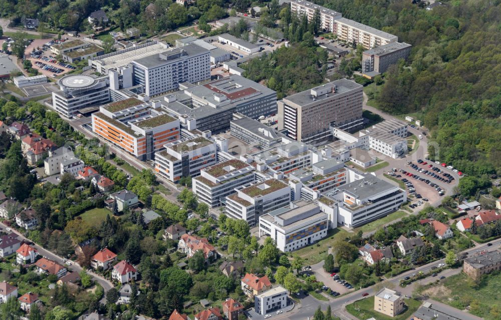 Halle (Saale) from the bird's eye view: Hospital grounds and university clinic in Halle (Saale) in the state Saxony-Anhalt, Germany