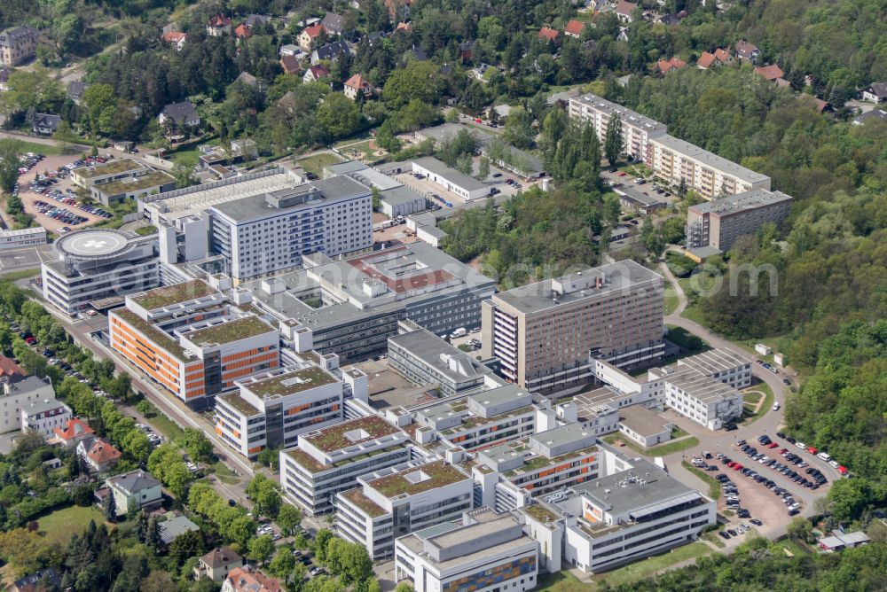 Aerial image Halle (Saale) - Hospital grounds and university clinic in Halle (Saale) in the state Saxony-Anhalt, Germany