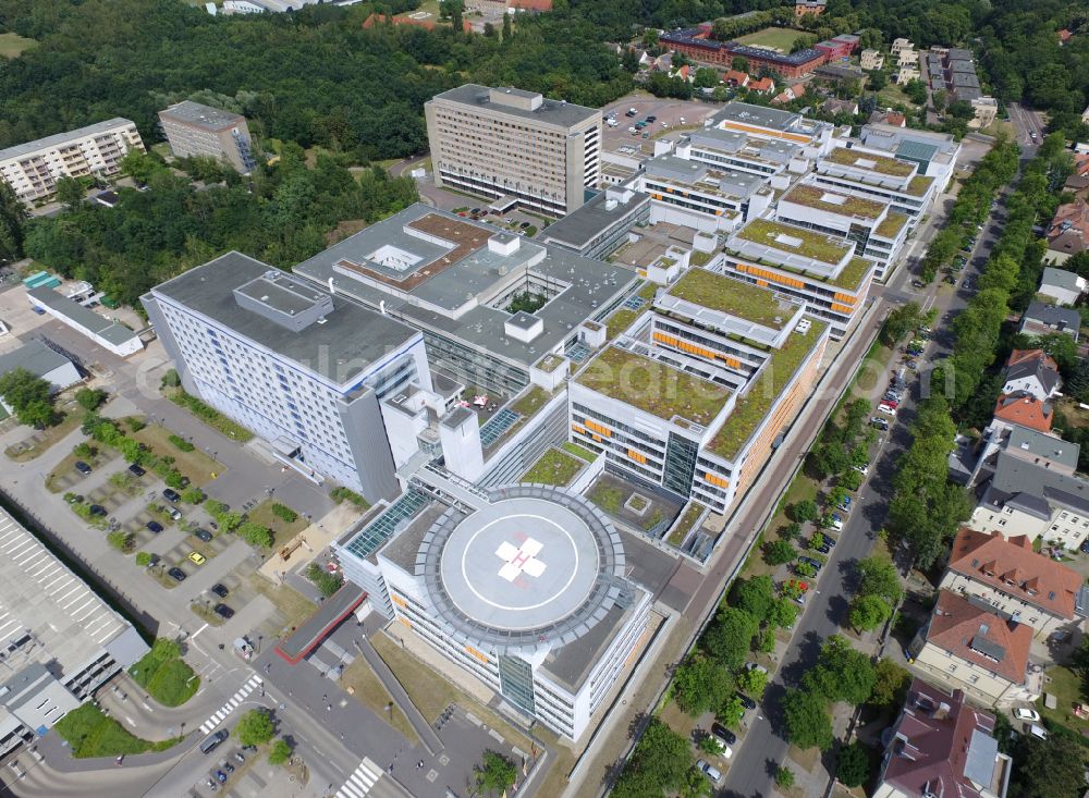 Halle (Saale) from above - Hospital grounds and university clinic in Halle (Saale) in the state Saxony-Anhalt, Germany