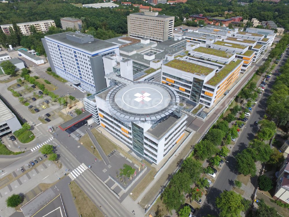 Halle (Saale) from the bird's eye view: Hospital grounds and university clinic in Halle (Saale) in the state Saxony-Anhalt, Germany