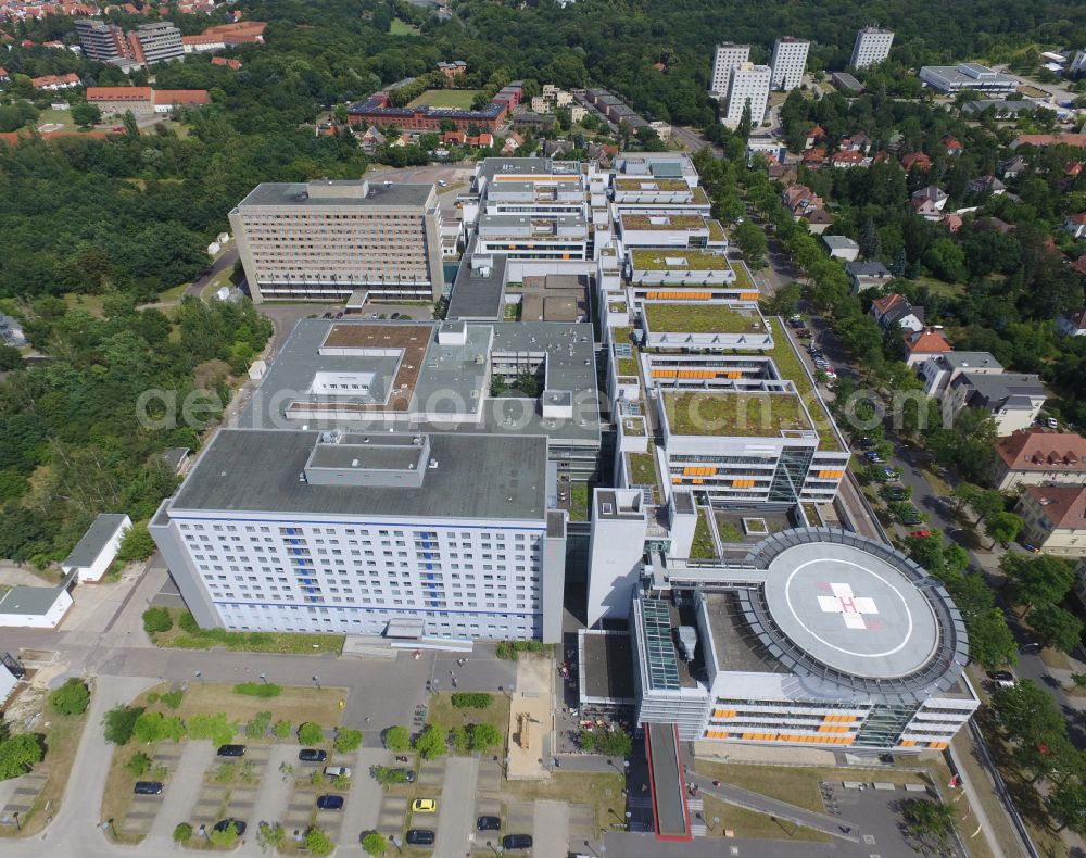 Aerial image Halle (Saale) - Hospital grounds and university clinic in Halle (Saale) in the state Saxony-Anhalt, Germany