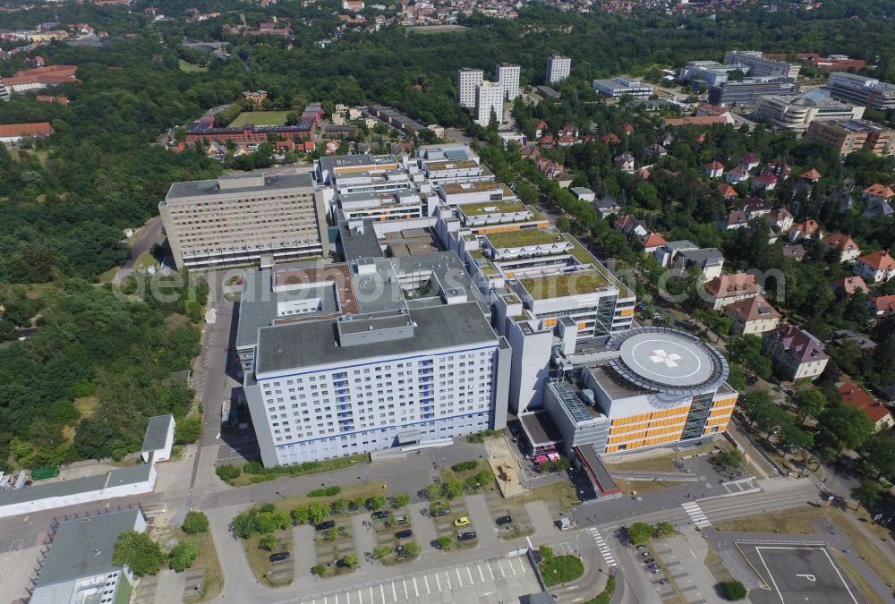 Aerial photograph Halle (Saale) - Hospital grounds and university clinic in Halle (Saale) in the state Saxony-Anhalt, Germany