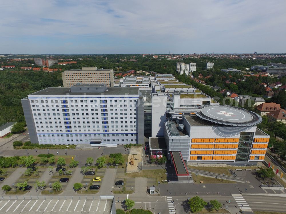 Halle (Saale) from above - Hospital grounds and university clinic in Halle (Saale) in the state Saxony-Anhalt, Germany