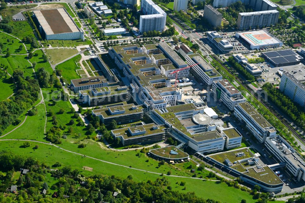 Aerial photograph Jena - Hospital grounds of the Clinic Universitaetsklinikum on street Erlanger Allee in the district Goeschwitz in Jena in the state Thuringia, Germany