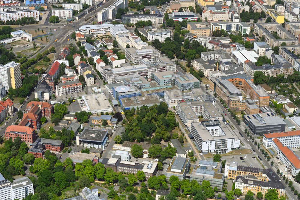 Aerial photograph Leipzig - Hospital grounds of the Clinic Universitaetsklinikum Leipzig on Liebigstrasse in the district Mitte in Leipzig in the state Saxony, Germany