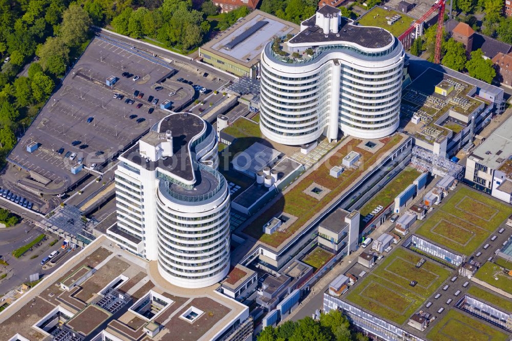 Münster from the bird's eye view: Hospital grounds of the Clinic Universitaetsklinikum Muenster on Albert-Schweitzer-Campus in Muenster in the state North Rhine-Westphalia, Germany