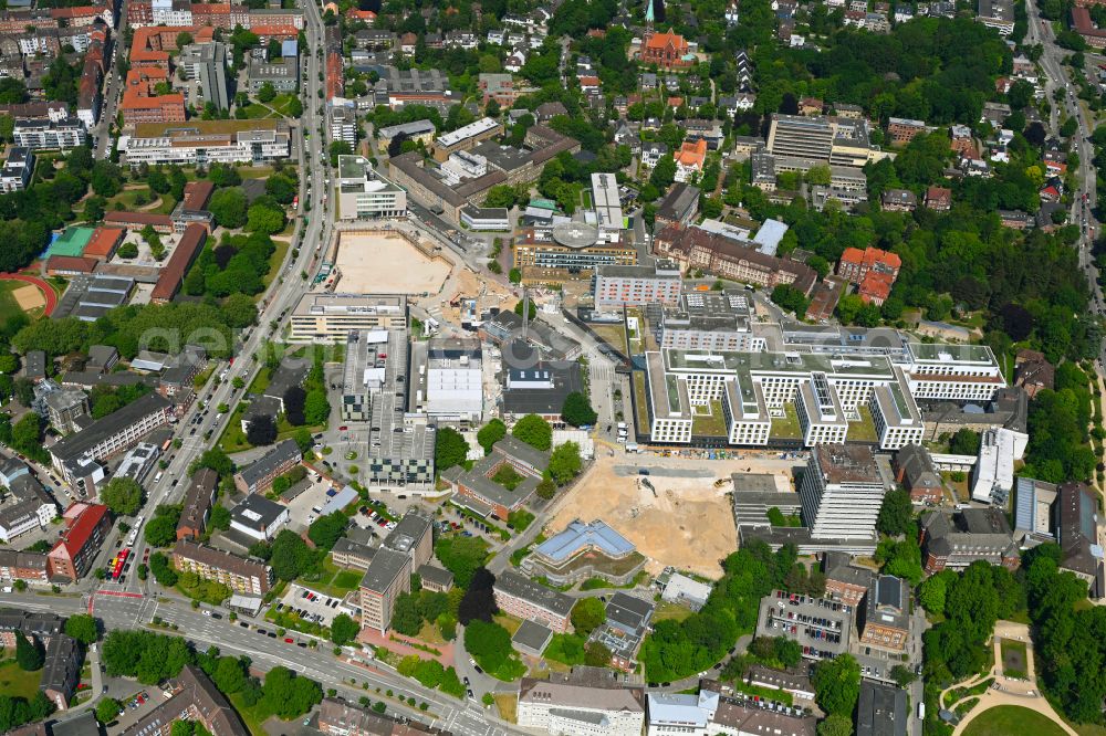 Kiel from above - Hospital grounds of the Clinic Universitaetsklinikum Schleswig-Holstein ( UKSH ) on street Arnold-Heller-Strasse in the district Duesternbrook in Kiel in the state Schleswig-Holstein, Germany