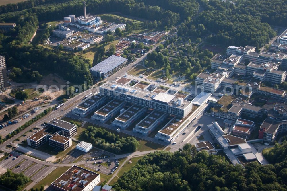 Aerial image Ulm - Hospital grounds of the Clinic Universitaetsklinikum Ulm in Ulm in the state Baden-Wuerttemberg, Germany