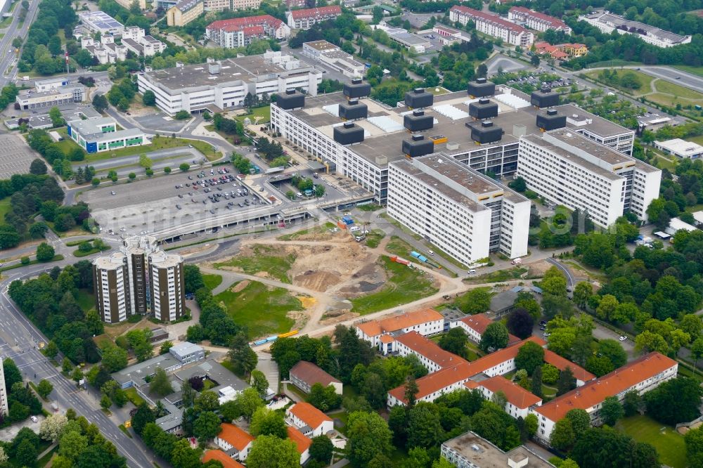 Göttingen from above - Hospital grounds of the Clinic Universitaetsmedzin Goettingen (UMG) in Goettingen in the state Lower Saxony, Germany