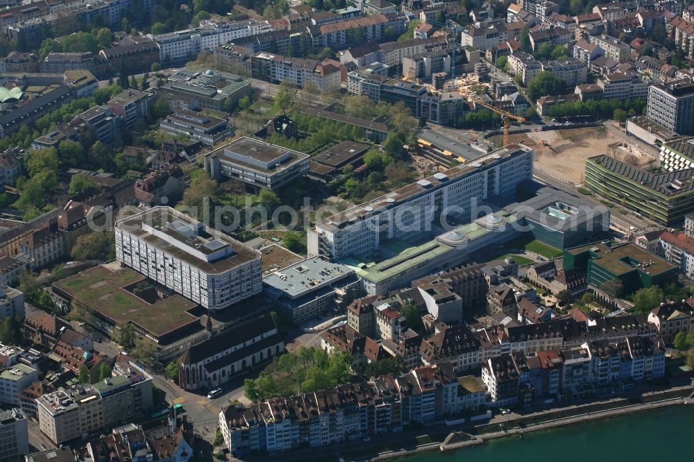 Basel from above - Clinic of the hospital grounds Universitaetsspital of the university in Basle, Switzerland