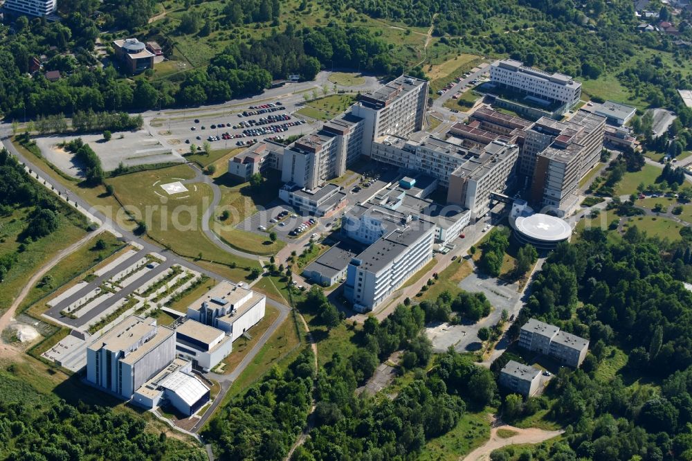 Aerial image Pilsen - Hospital grounds of the Clinic University Hospital Pilsen-LochotA?n on Alej Svobody in Pilsen in Boehmen, Czech Republic