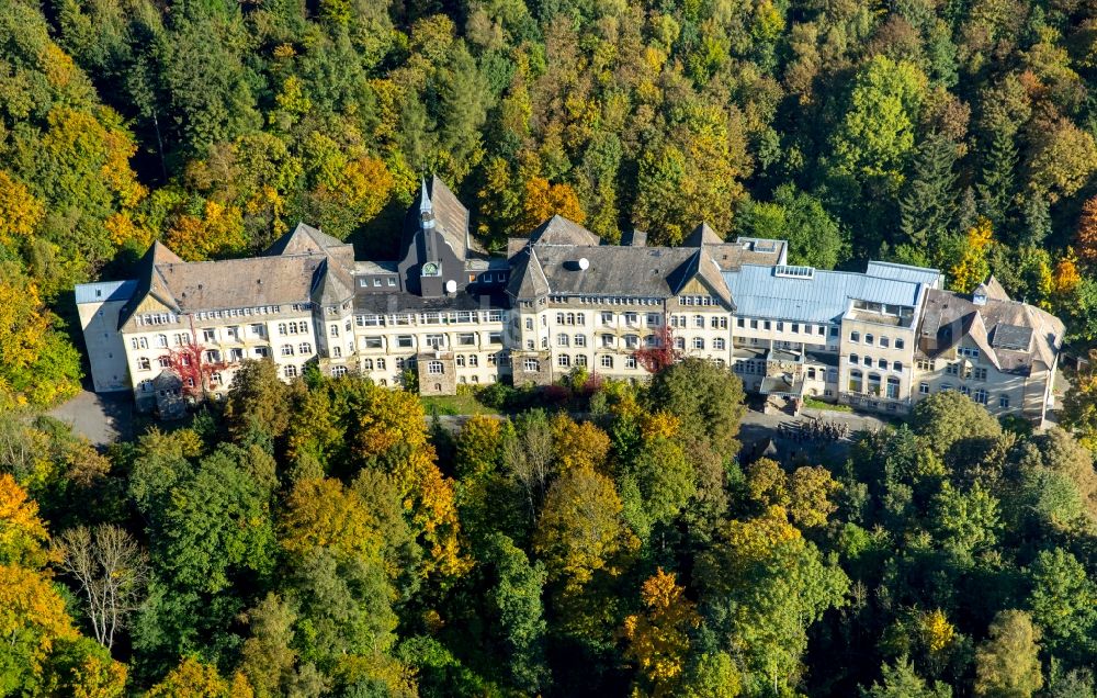 Meschede from above - Hospital grounds of the Veramed clinic, former miners' guild hospital in Meschede in the state North Rhine-Westphalia