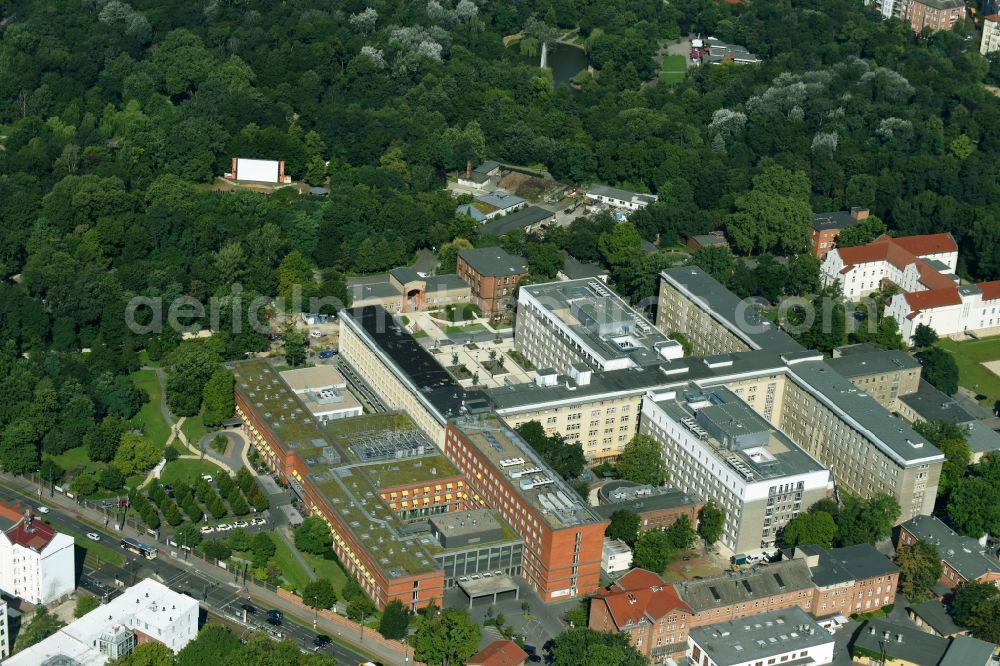 Berlin from above - Hospital grounds of the Vivantes Clinic Landsberger Allee im Friedrichshain in Berlin