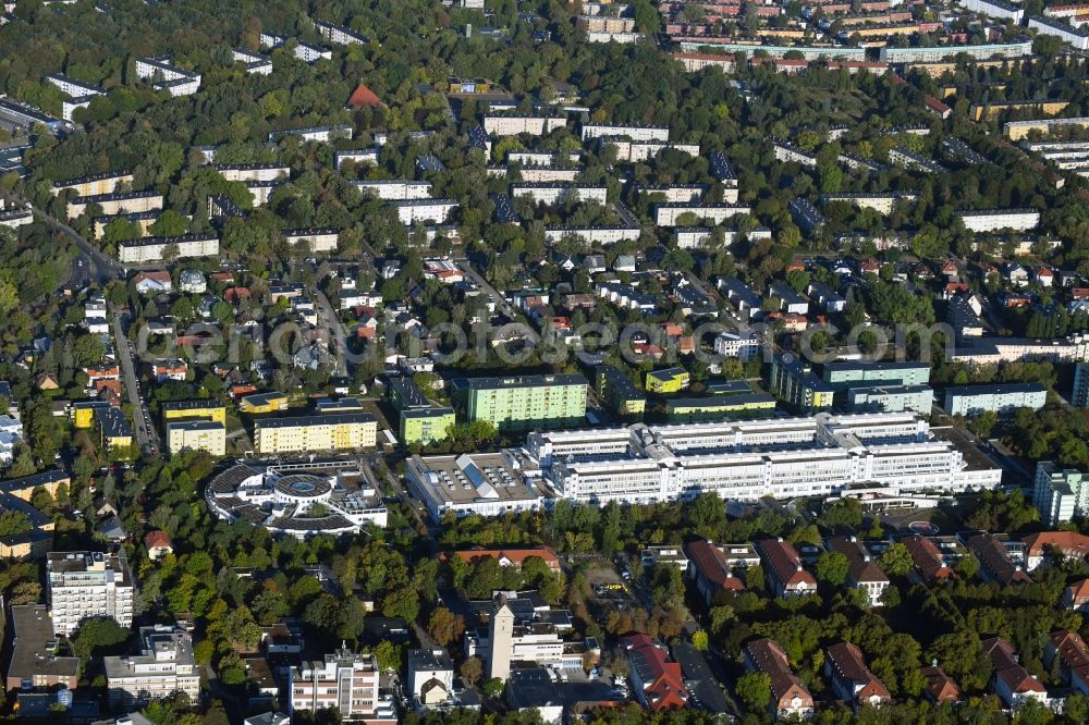 Aerial photograph Berlin - Hospital grounds of the Clinic Vivantes Klinikum Neukoelln on Rudower Strasse in the district Neukoelln in Berlin, Germany