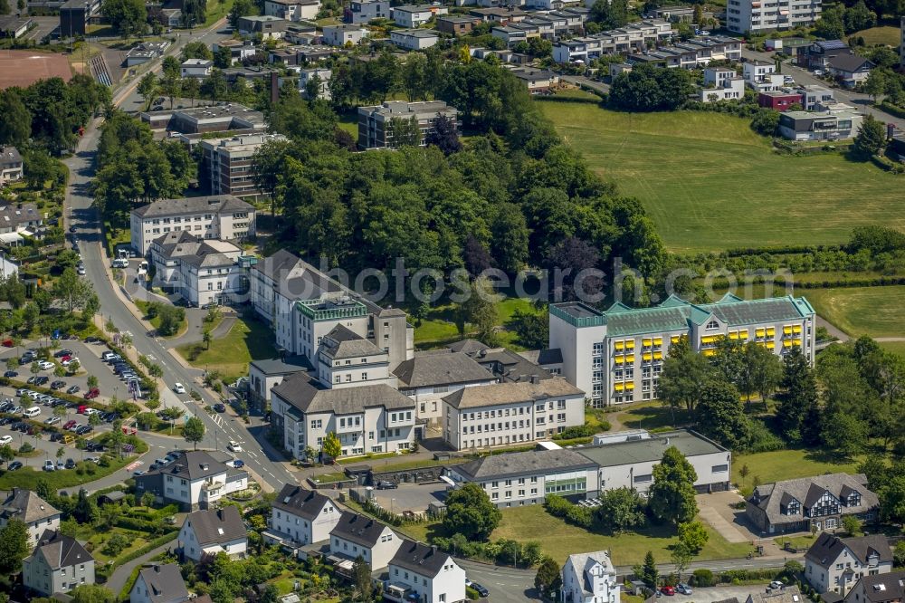 Meschede from above - Clinic of the hospital grounds St. Walburga in Meschede in the state North Rhine-Westphalia