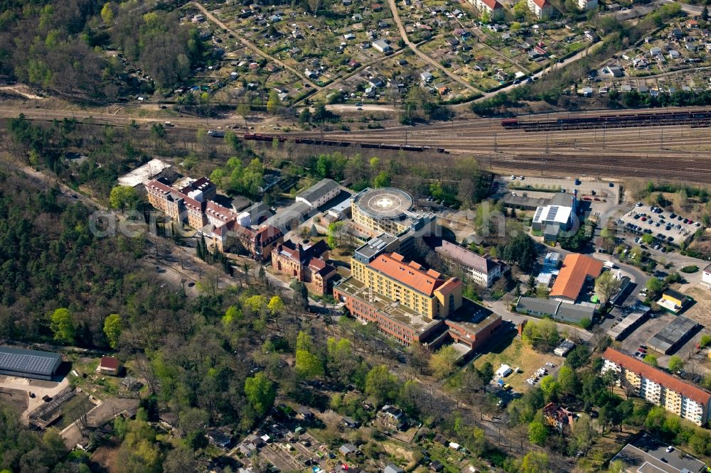 Aerial photograph Eberswalde - Hospital grounds of the Clinic Werner Forssmann in Eberswalde in the state Brandenburg, Germany