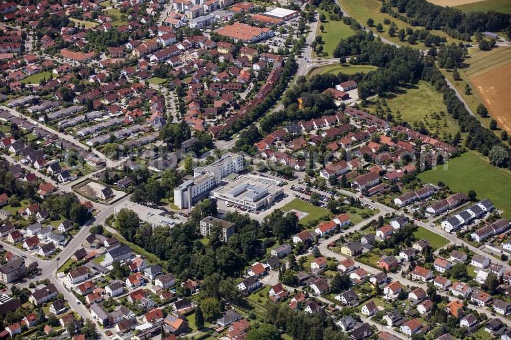 Aerial photograph Schwabmünchen - Hospital grounds of the Clinic Wertachkliniken in Schwabmuenchen in the state Bavaria, Germany