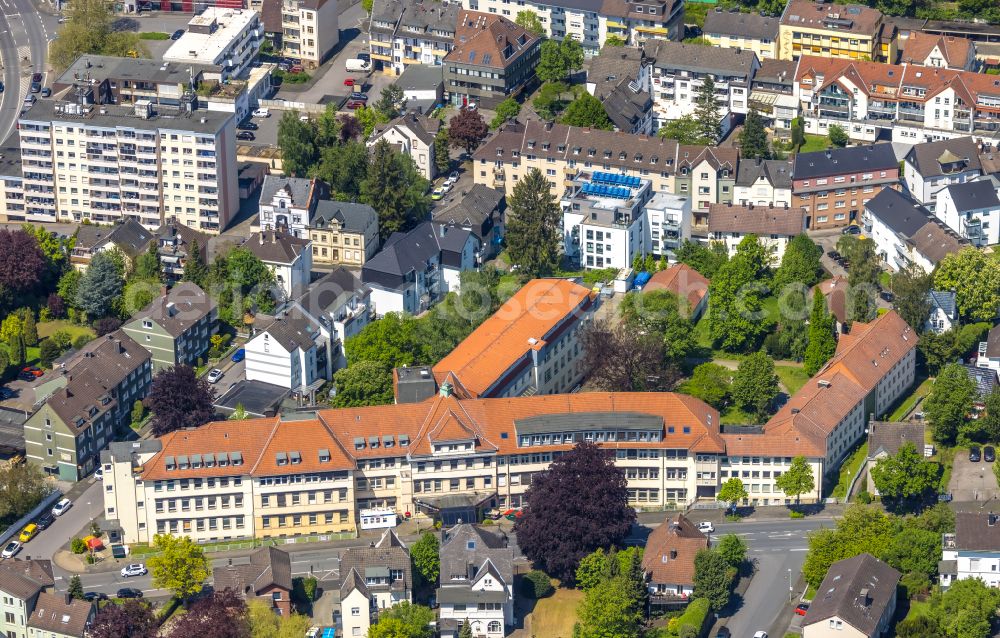 Hohenlimburg from above - Hospital grounds of the Clinic Zentrum fuer Seelische Gesundheit Elsey on street Iserlohner Strasse in Hohenlimburg at Ruhrgebiet in the state North Rhine-Westphalia, Germany