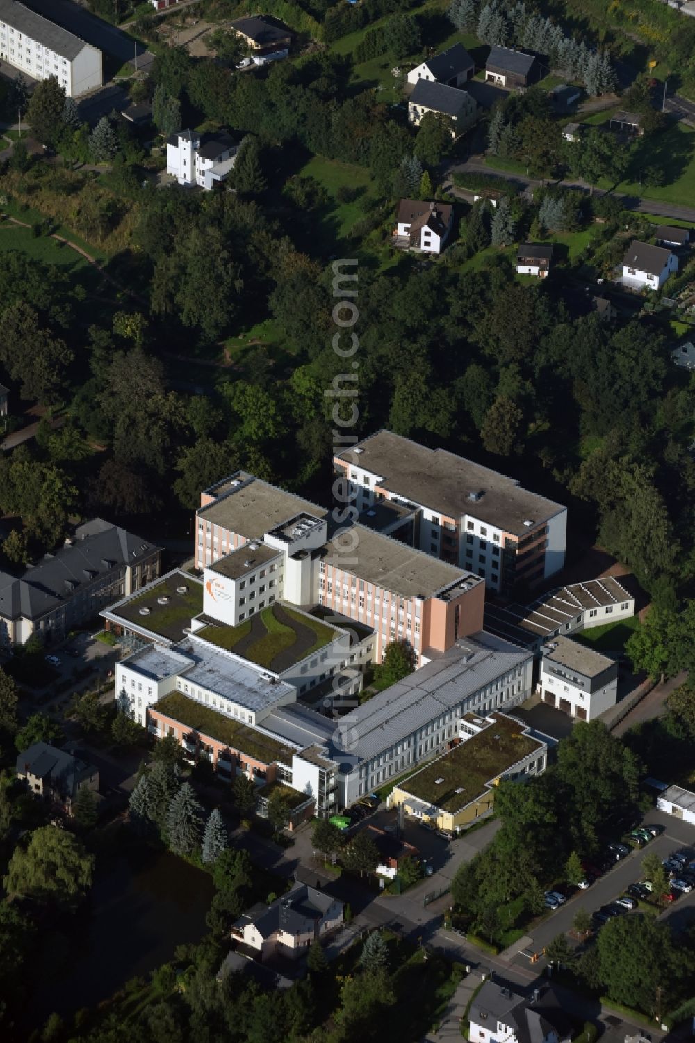 Stollberg/Erzgeb. from above - Hospital grounds of Kreiskrankenhaus Stollberg gGmbH in Stollberg/Erzgeb. in the state Saxony