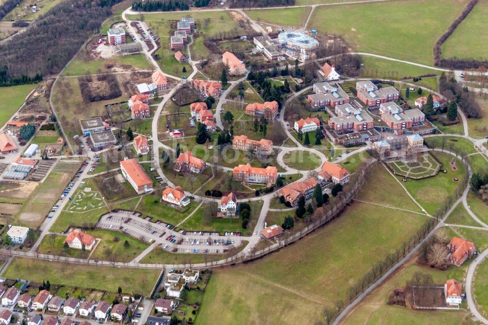 Wiesloch from the bird's eye view: Hospital grounds of the Clinic Psychiatric Centre North-Baden in Wiesloch in the state Baden-Wurttemberg, Germany