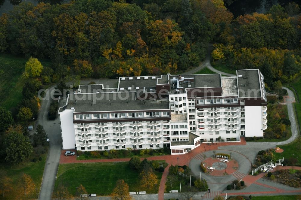 Flechtingen from above - Hospital grounds of the rehabilitation center in Flechtingen in the state Saxony-Anhalt, Germany