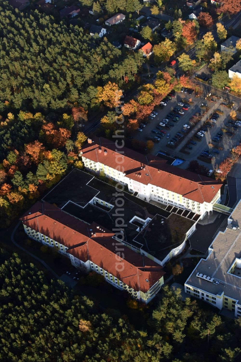 Aerial photograph Grünheide (Mark) - Hospital grounds of the rehabilitation center in Gruenheide (Mark) in the state Brandenburg