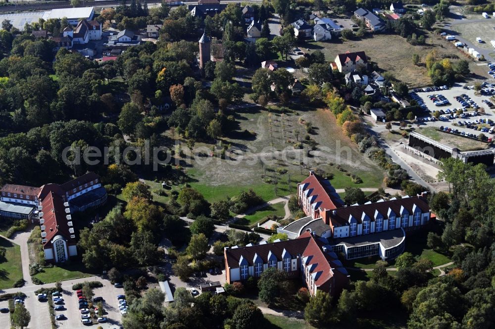 Bad Wilsnack from above - Hospital grounds of the rehabilitation center KMG Elbtalklinik in Bad Wilsnack in the state Brandenburg, Germany