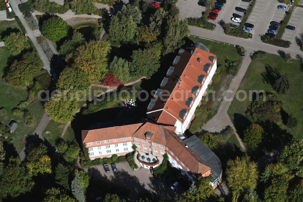 Bad Wilsnack from the bird's eye view: Hospital grounds of the rehabilitation center KMG Elbtalklinik in Bad Wilsnack in the state Brandenburg, Germany