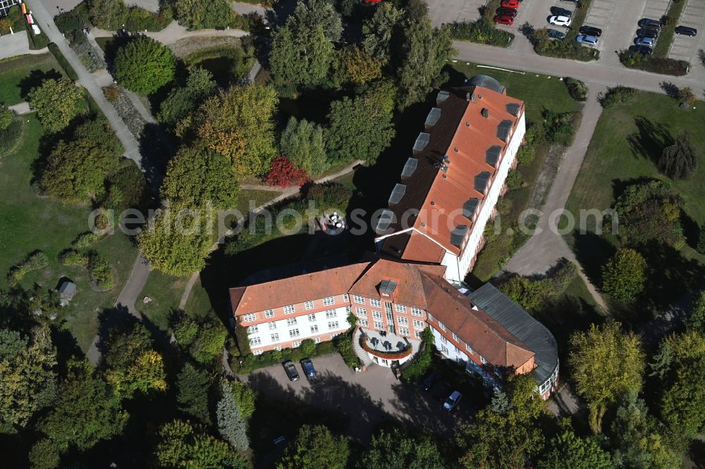 Aerial image Bad Wilsnack - Hospital grounds of the rehabilitation center KMG Elbtalklinik in Bad Wilsnack in the state Brandenburg, Germany