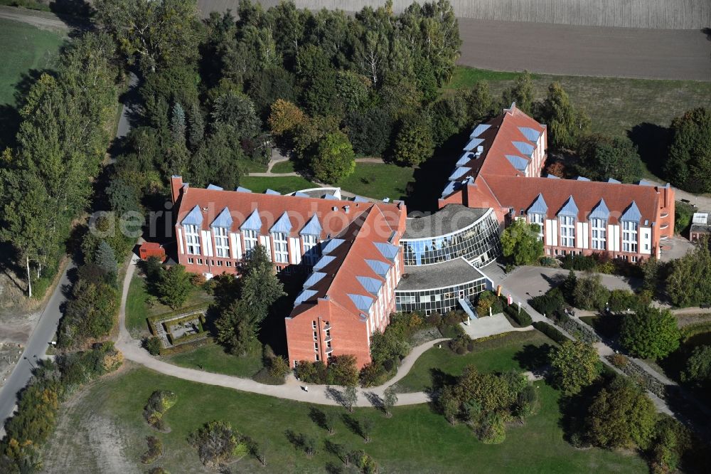 Bad Wilsnack from the bird's eye view: Hospital grounds of the rehabilitation center KMG Elbtalklinik in Bad Wilsnack in the state Brandenburg, Germany