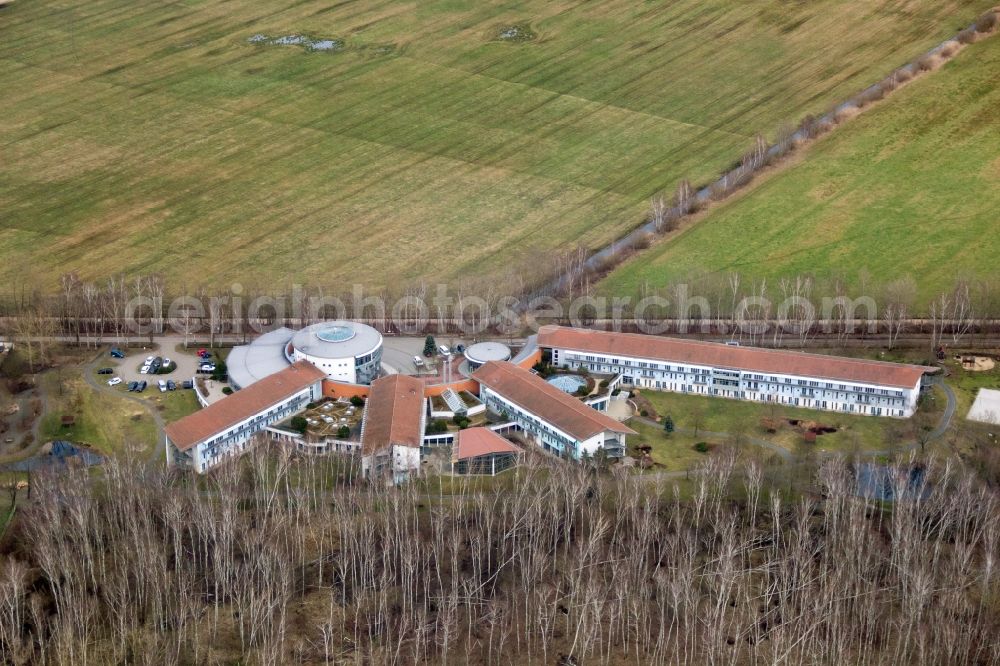 Lübben (Spreewald) from above - Hospital grounds of the rehabilitation center in Luebben (Spreewald) in the state Brandenburg, Germany