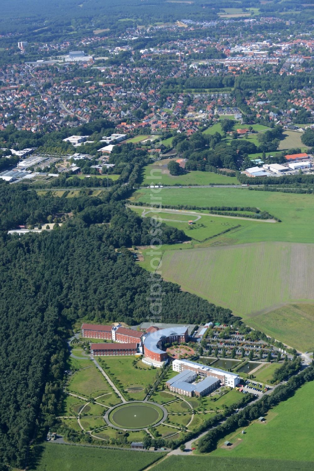 Lingen (Ems) from the bird's eye view: Hospital grounds of the rehabilitation center in Lingen (Ems) in the state Lower Saxony