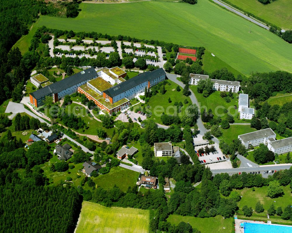 Aerial photograph Bad Steben - Hospital grounds of the rehabilitation center Reha-Zentrum Bad Steben on street Berliner Strasse in Bad Steben Oberfranken in the state Bavaria, Germany