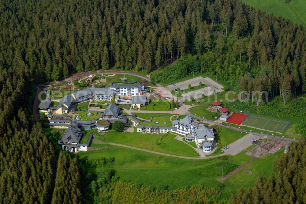 Schönwald im Schwarzwald from the bird's eye view: Hospital grounds of the rehabilitation center Rehabilitationsklinik Katharinenhoehe in Schoenwald im Schwarzwald in the state Baden-Wurttemberg, Germany