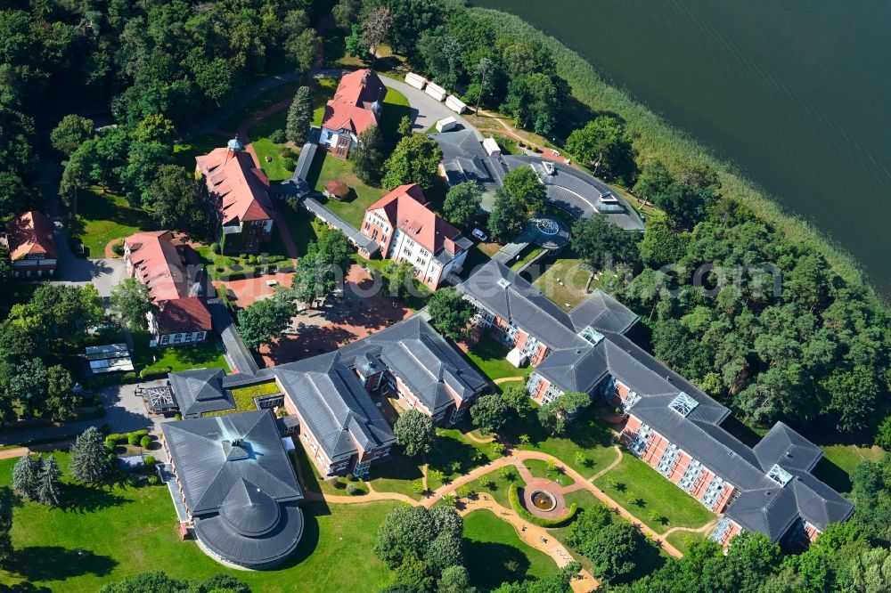 Rheinsberg from above - Hospital grounds of the rehabilitation center Rehaklinik Hohenelse in Rheinsberg in the state Brandenburg, Germany