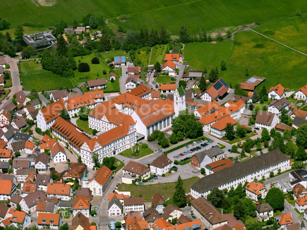 Bad Buchau from the bird's eye view: Hospital grounds of the rehabilitation center Schlossklinik Bad Buchau in Bad Buchau in the state Baden-Wuerttemberg, Germany